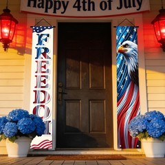 Door Covers Banner U.S. Independence Day 71×12 Inches 2Pcs Polyester God Bless A