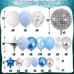 Blue Balloon Arch kit, Blue and White Balloon Garland with 22 Inch Disco Ball…