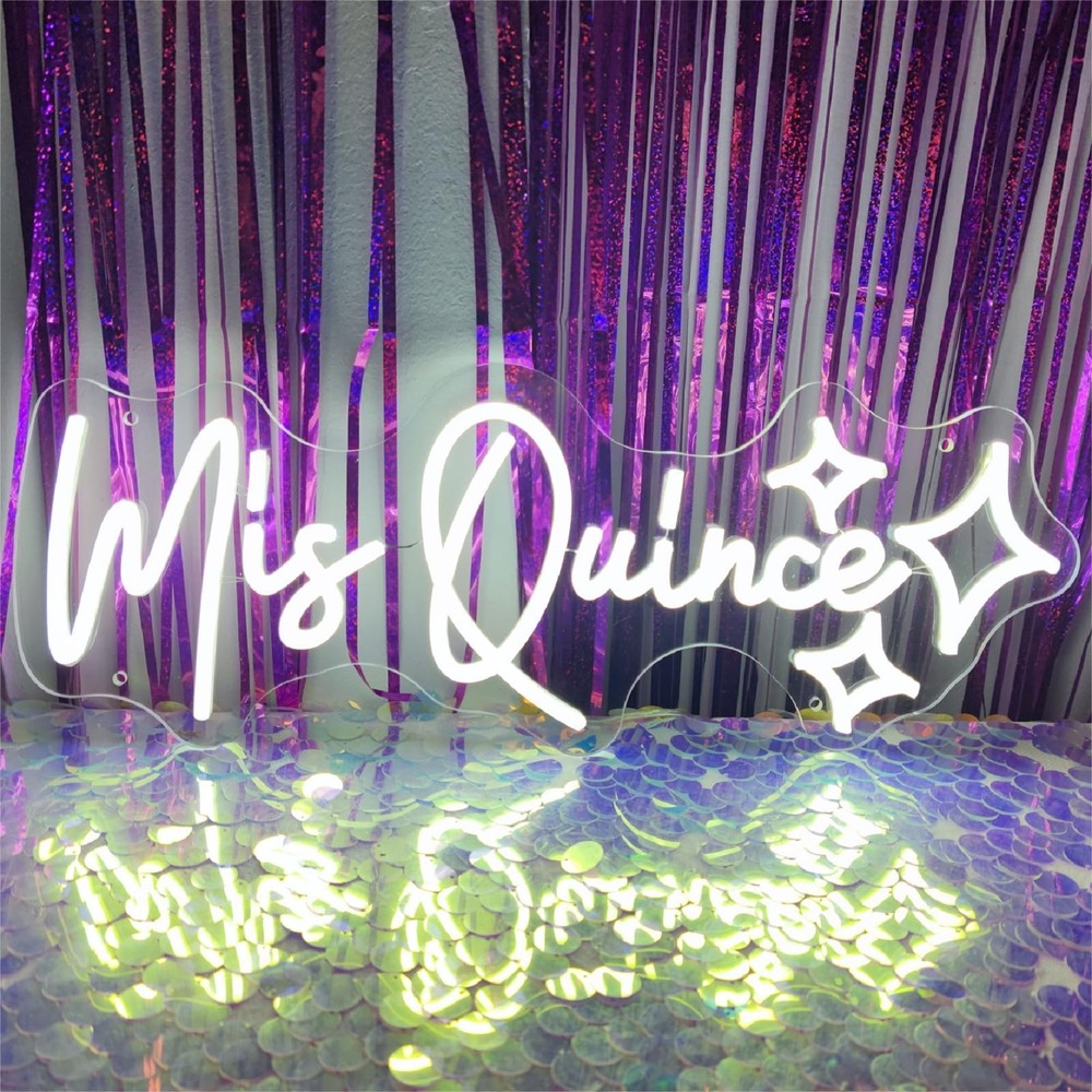 Mis Quince Neon Sign for Wall Decor,Happy Birthday Neon Signs for Bedroom Wal…