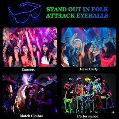 Wireless Light Up Glasses Glow in the Dark Neon Rave Glasses for Rave Party, …