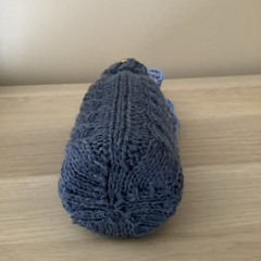 1 New Hand Knitted Blue Cable Pattern Wine Bottle Gift Bag