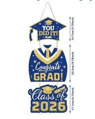 Set Graduation Party Door Hanging Decor, Blue & Gold