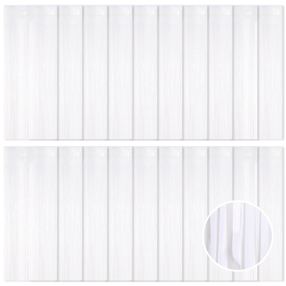White Foil Fringe Curtains Tinsel Streamer Backdrop Party Photo Booth 20 PCS