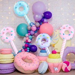 6 Pcs Inflatable Donut Balloons 33 Inch Candy Party Decorations Pool Float