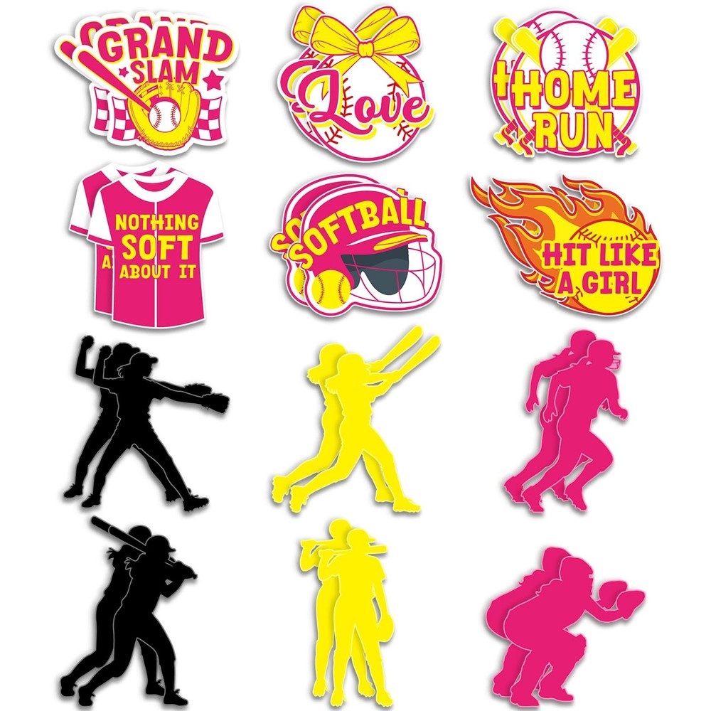 24 PCS Large Size Softball Cutouts 714 Inch Paper Home Run Party Decor