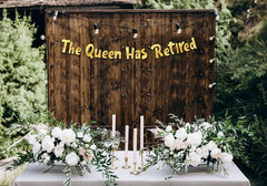 Pre-Strung the Queen Has Retired Gold Glitter Banner – Retirement Decorations fo