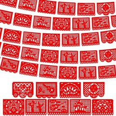 4 Pack 59 ft Mexican Papel Picado Banner Plastic Mexican Talavera Party Fiest…
