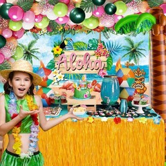 Hawaiian Luau Party Decorations(161 Pcs), Tropical Summer Beach Pool Party Suppl