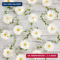 3D Daisy Flower Garland (2PCS) Flower Banner Wildflower Party Decorations Leaves