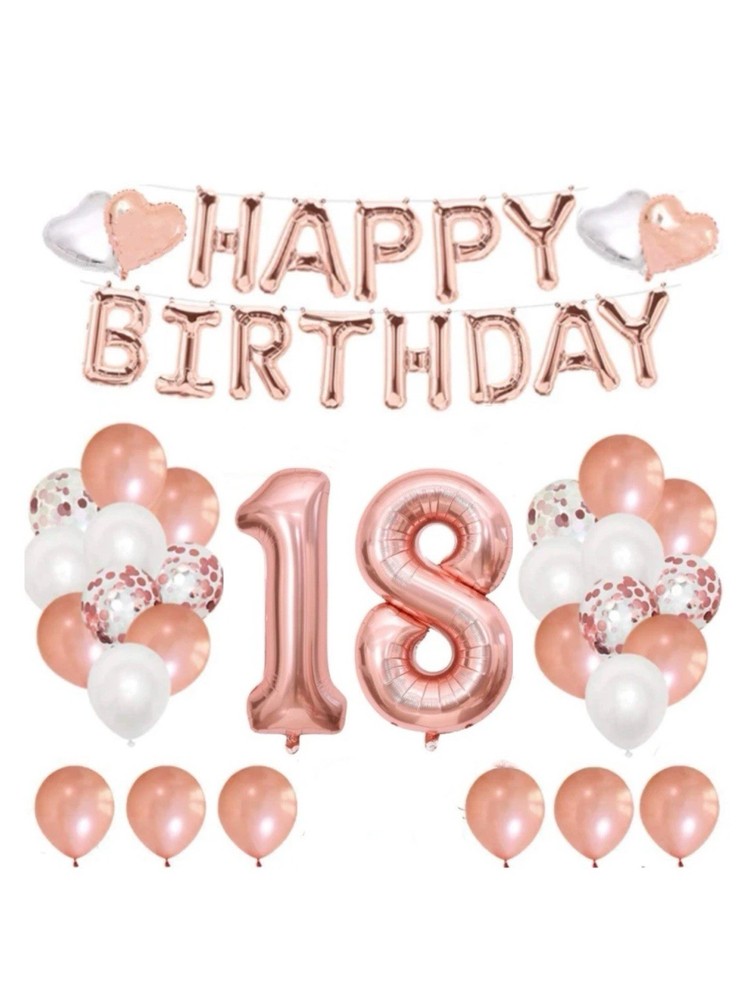 18th Birthday Decorations For Her – Pink and Rose Gold Theme – Balloons
