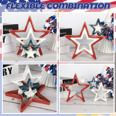 4th of July Table Decorations, Red White Blue Stars Decorations Set of 4, Retro