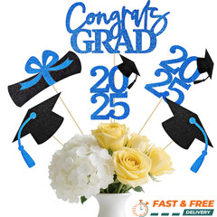 6pcs Graduation Party Centerpiece Sticks Double Sided Class Of 2025 Table Decor
