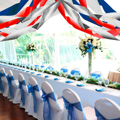 Crepe Paper Streamers 4 Rolls 328Ft, Red White Blue Silver Paper Party Streamers
