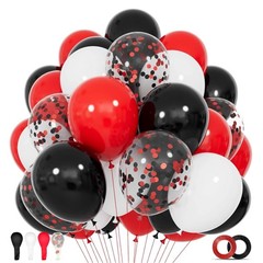 68Pcs Red Black White Latex Balloons 12 Inch with Black Red Confetti Balloons…