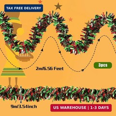 MARFOREVER Black History Month Decorations Garland, Red Green Black Tinsel Twist