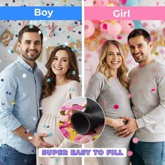 2pc Gender Reveal Confetti Balloons He or She Pop Me Baby Shower Decor Set