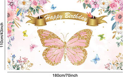 Butterfly Birthday Party Backdrop Decorations Pink and Purple Butterfly Theme Pa