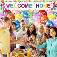 Colorful Welcome Banner & Balloons – 24 Pcs Welcome Back Yard Sign Multicolor