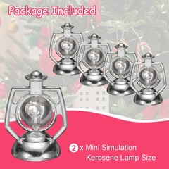 Dollhouse Micro Lantern, 1.32″ Height, Plastic Simulation Oil Lamp Silver, 2pcs