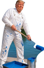 H38320 Donald Trump Lincoln Memorial Reflecting Pool Paint Cardboard Cutout Stan