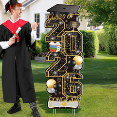 4 PCS Black Gold Graduation Yard Signs Class of 2026 | Black Gold 4 PCS, 6 Stake