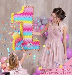 Mermaid Theme Number 1 Pinata Birthday Party Decorations Pastel NIB Easy Setup