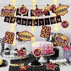 30 PCS Maroon Gold Graduation Table Centerpieces Sticks Class of 2026