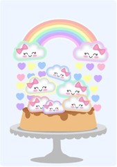 Personalized Whimsical Rainbow Cloud theme Cake Topper