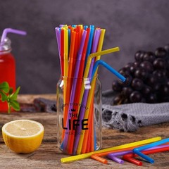 500 Pcs Colorful Flexible Disposable Plastic Drinking Straws.(0.23» diameter…