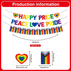 Pride Decorations, Rainbow LGBTQ Decorations include Happy Pride Banner Peace Lo