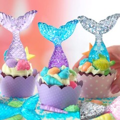 36 Pcs Mermaid Tail Cake Cupcake Toppers Mermaid Tail Figures Cake Decorations