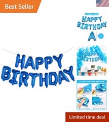 16 Inch Self-Sealing Happy Birthday Blue Balloons Banner for Any Celebration