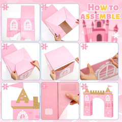 13 Pcs Princess Party Decorations Pink Princess Cardboard Castle Playhouse Large