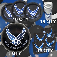 Official U.S. Air Force Party for 16 guests; includes 16 ea. Lg. 9” Plates, N…