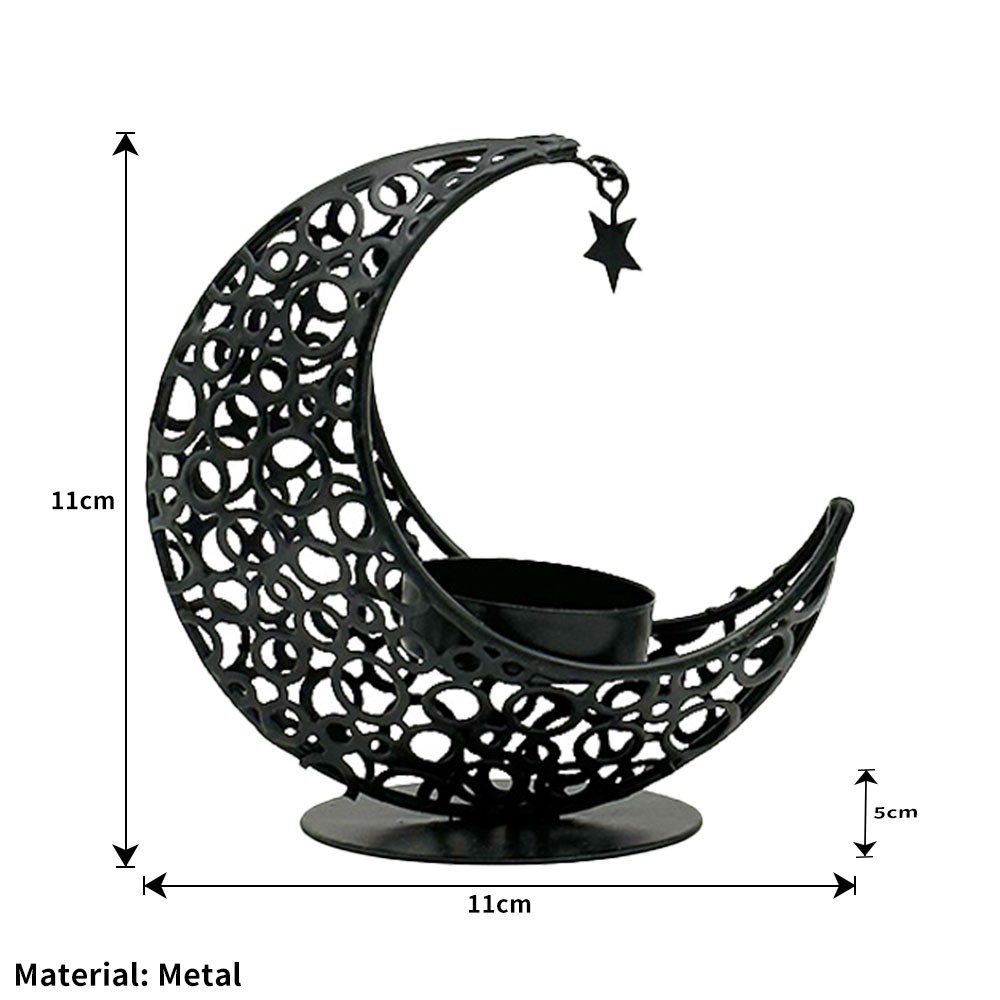 Eid Mubarak Moon Star Metal Candlestick Ramadan Kareem Vintage Candle Holder DY
