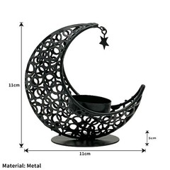 Eid Mubarak Moon Star Metal Candlestick Ramadan Kareem Vintage Candle Holder DY