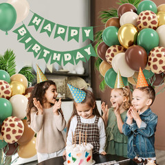 60Pcs Safari Balloons, Sage Green Coffee Brown Light Brown Nude Sand White Metal