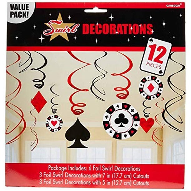 CASINO NIGHT SWIRL DECORATIONS (12) ~ Value Pack Party Supplies Multicolor – NEW
