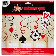 CASINO NIGHT SWIRL DECORATIONS (12) ~ Value Pack Party Supplies Multicolor – NEW