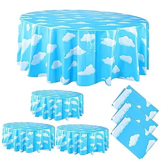 Pieces Blue Sky Whites Party Tablecloth 84» Cartoon Story Tablecloth 6 Cloud