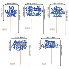 30 PCS Happy Retirement Cupcake Toppers Officially Retired Cake Blue