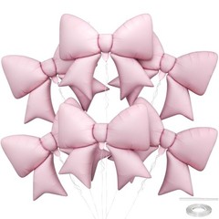 6 Pcs Pink Bow Balloons, 38 Inch Giant Bow Foil Balloons, Elegant Pink Alumin…