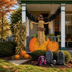 Life-Size 70″H Corn Stalks & Pumpkins Image Cardboard Stand-Up Party Decor #129