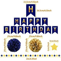 Birthday Decorations for Men Navy Blue and Gold Happy Birthday Decorations wi…