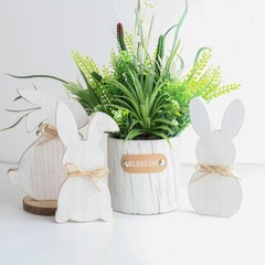 3pcs Easter Bunny Wooden Signs Easters Tabletop Decor Rabbit Shape Table Sign…