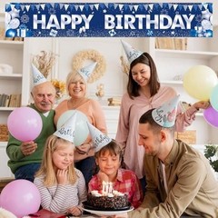 Happy Birthday Banner, 118×20 Inch Large Blue Party Happy Birthday Banner-a
