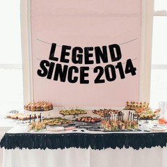 Pre-Strung Legend Since 2014 Black Glitter Banner, Happy 12th Birthday Decora…
