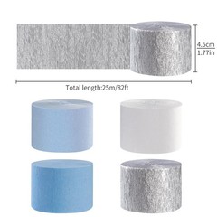Light-Dusty Blue White-Silver Party-Decorations Streamers – 8 Rolls Graduatio…