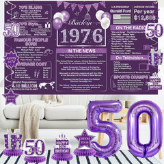 Purple 50th Birthday Decorations for Women – Back in 1976 Party Supplies Set