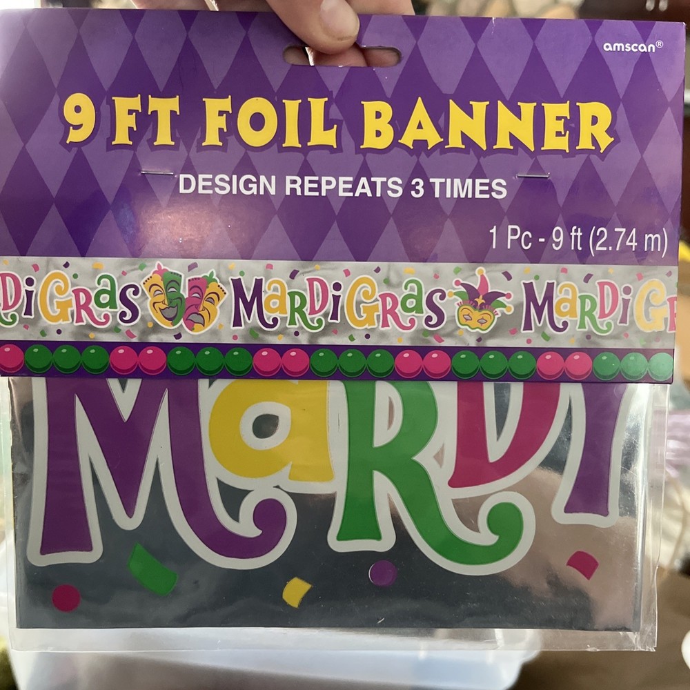 Mardi Gras 9Ft Foil Banner 1pcs Party Supply’s Decorations New